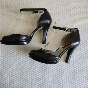 Nine West Black Platform Peep-Toe Heels